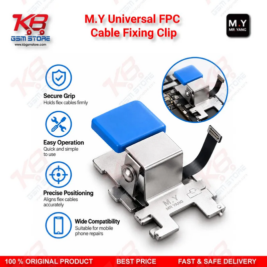 M.Y Universal FPC Cable Fixing Clip – Metal Flex Cable Holder with Two-Stop Positioning for Mobile Phone Screen IC & Motherboard Repair