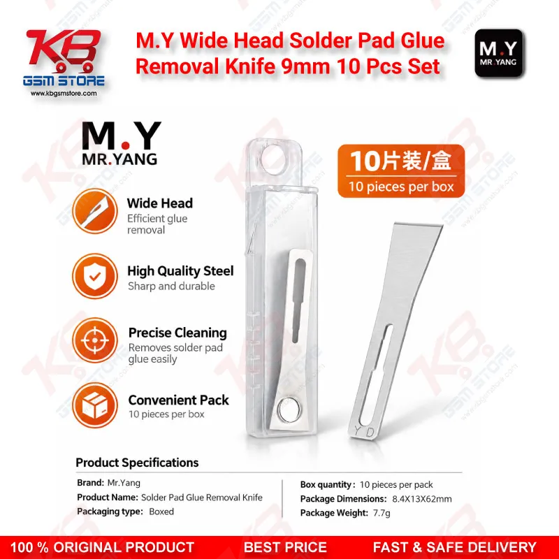 M.Y Wide Head Solder Pad Glue Removal Knife 9mm – 10 Pcs Set for CPU/IC Repair