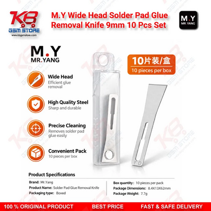 M.Y Wide Head Solder Pad Glue Removal Knife 9mm – 10 Pcs Set for CPU/IC Repair