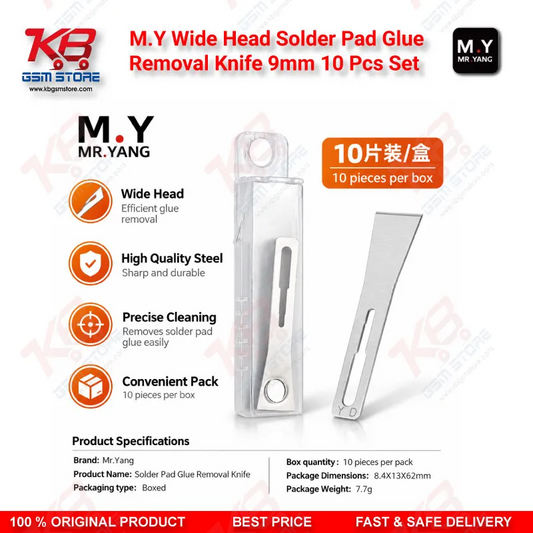M.Y Wide Head Solder Pad Glue Removal Knife 9mm – 10 Pcs Set for CPU/IC Repair