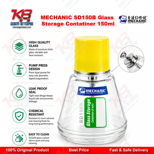 MECHANIC SD150B Glass Storage Container 150ml – Anti-Corrosion Alcohol Dispenser Bottle