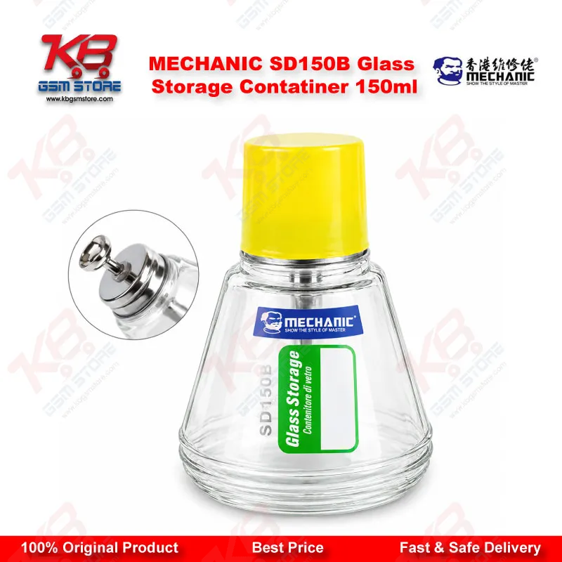 MECHANIC SD150B Glass Storage Container 150ml – Anti-Corrosion Alcohol Dispenser Bottle