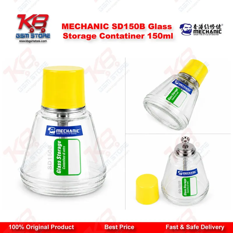 MECHANIC SD150B Glass Storage Container 150ml – Anti-Corrosion Alcohol Dispenser Bottle