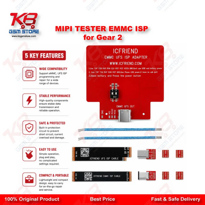 MiPi Tester eMMC/UFS ISP Adapter for Gear 2 – ISP Pinout Repair Tool