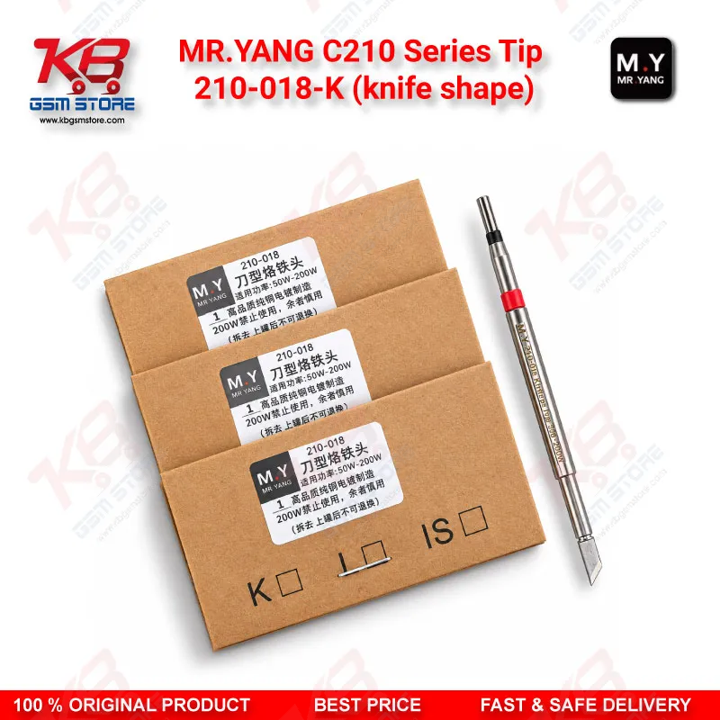 MR.YANG C210 Series Tip 210-018-K (knife shape) Soldering Iron Cartridge Tip for T210 and T26 Handles