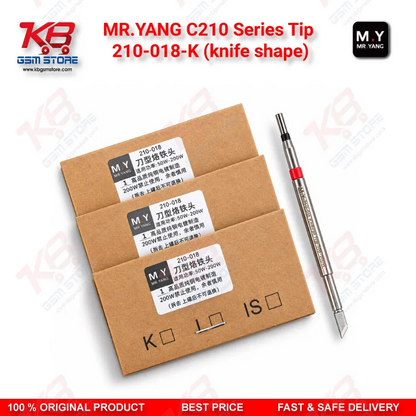 MR.YANG C210 Series Tip 210-018-K (knife shape) Soldering Iron Cartridge Tip for T210 and T26 Handles