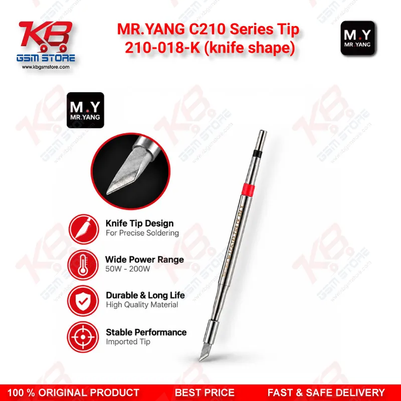 MR.YANG C210 Series Tip 210-018-K (knife shape) Soldering Iron Cartridge Tip for T210 and T26 Handles