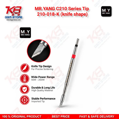 MR.YANG C210 Series Tip 210-018-K (knife shape) Soldering Iron Cartridge Tip for T210 and T26 Handles