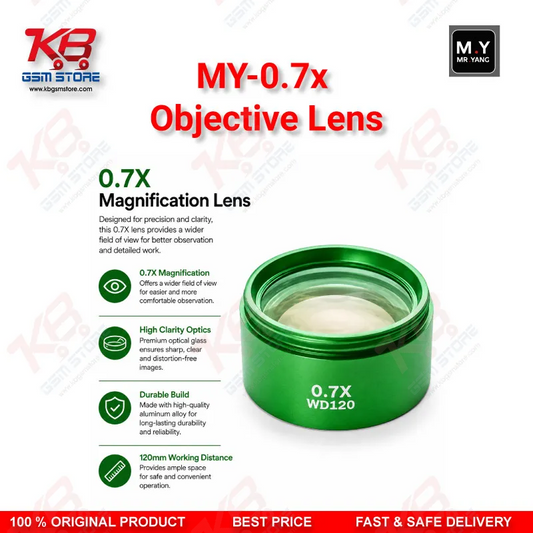 MY-0.7X Auxiliary Objective Lens – 48mm Barlow Lens for Trinocular Stereo Microscope