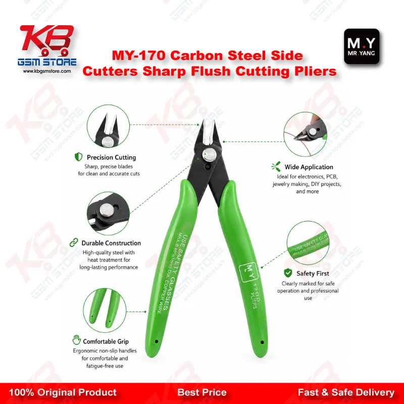 MY-170 Carbon Steel Flush Side Cutter Pliers – Precision PCB Wire Cutting Tool