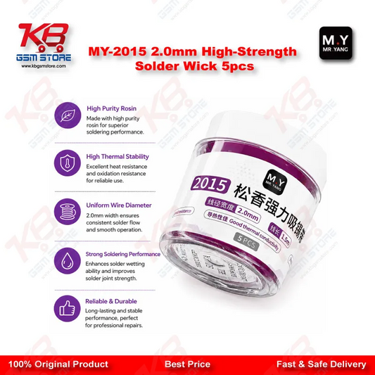 MY-2015 2.0mm Solder Wick – 5 Pack Desoldering Braid for PCB Repair