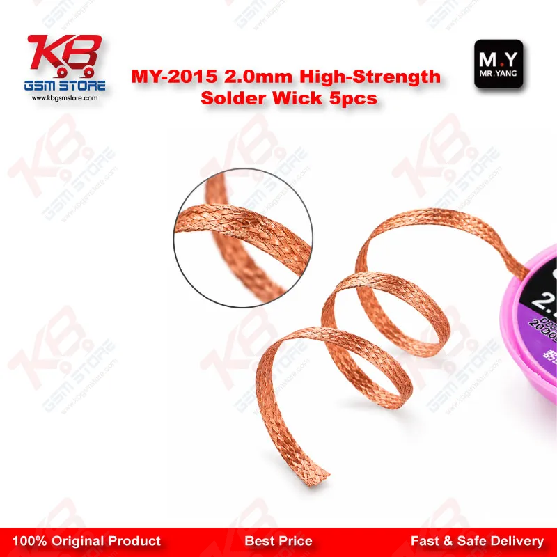 MY-2015 2.0mm Solder Wick – 5 Pack Desoldering Braid for PCB Repair