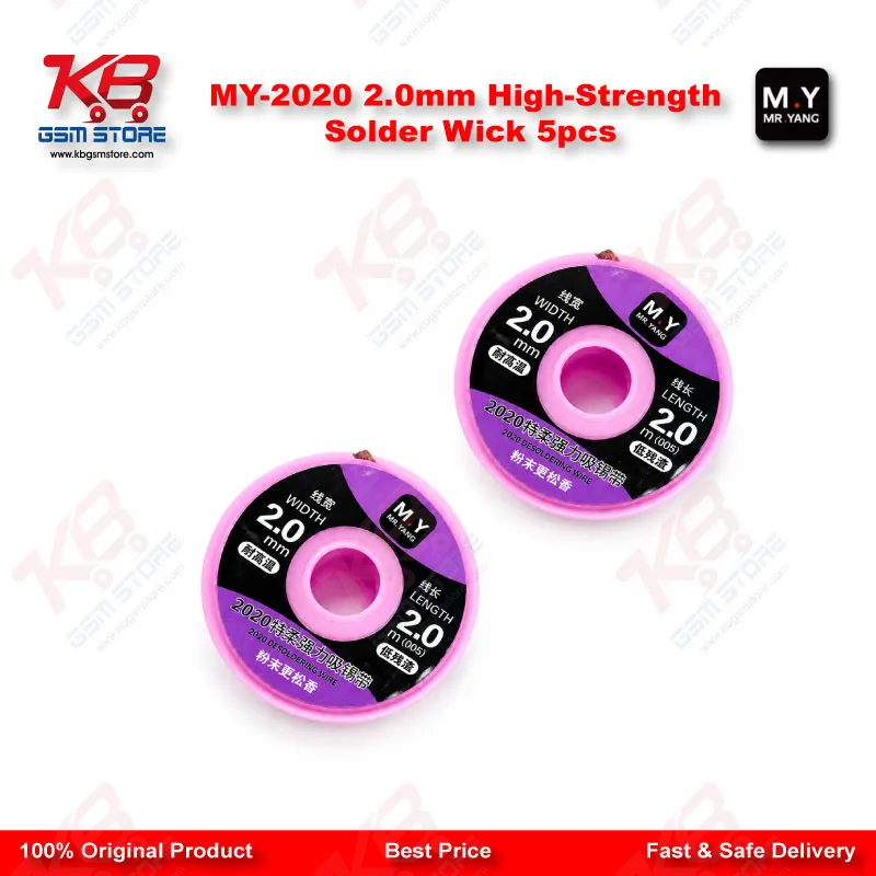 MY-2020 2.0mm High-Strength Solder Wick (5 Pcs Pack) – Desoldering Braid for Mobile PCB Repair