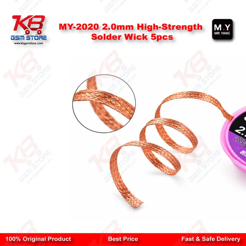 MY-2020 2.0mm High-Strength Solder Wick (5 Pcs Pack) – Desoldering Braid for Mobile PCB Repair