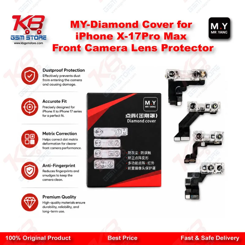 MY Diamond Front Camera Lens Protector Cover for iPhone X to iPhone 17 Pro Max