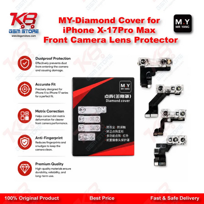 MY Diamond Front Camera Lens Protector Cover for iPhone X to iPhone 17 Pro Max