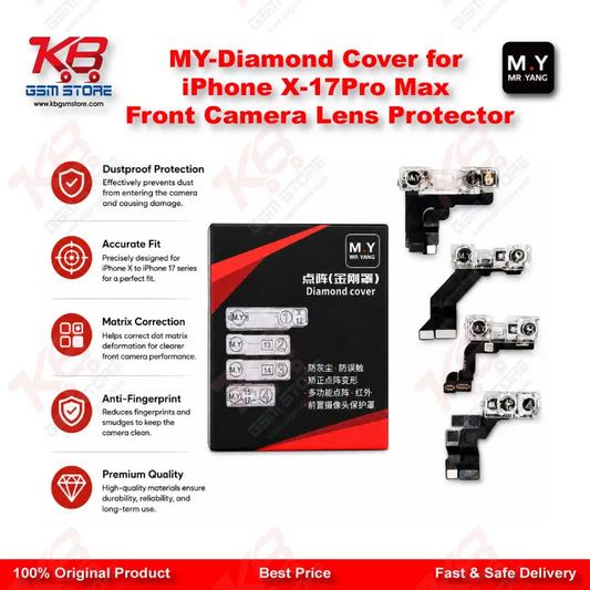 MY Diamond Front Camera Lens Protector Cover for iPhone X to iPhone 17 Pro Max