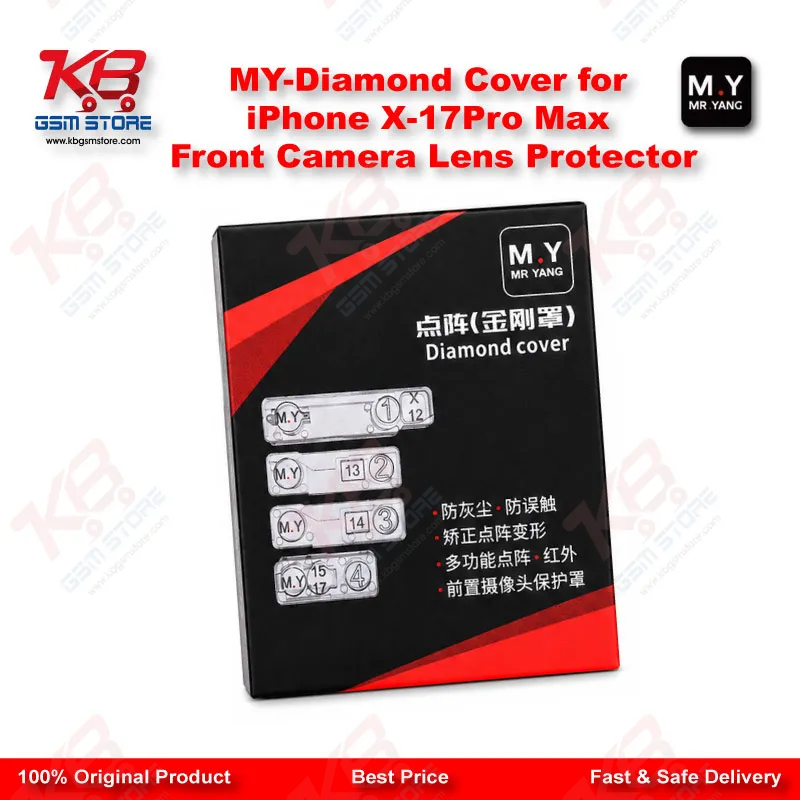 MY Diamond Front Camera Lens Protector Cover for iPhone X to iPhone 17 Pro Max
