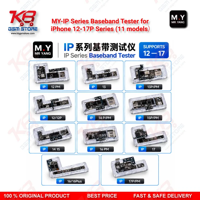 M .Y-IP Series Baseband Tester for iPhone 12-17P Series (11 models） – 11-Socket iPhone Baseband Testing Set for No Service, No IMEI & SIM Not Detected Faults