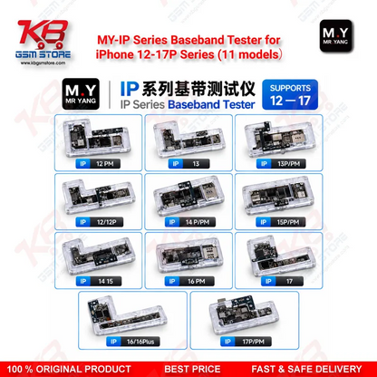 M .Y-IP Series Baseband Tester for iPhone 12-17P Series (11 models） – 11-Socket iPhone Baseband Testing Set for No Service, No IMEI & SIM Not Detected Faults