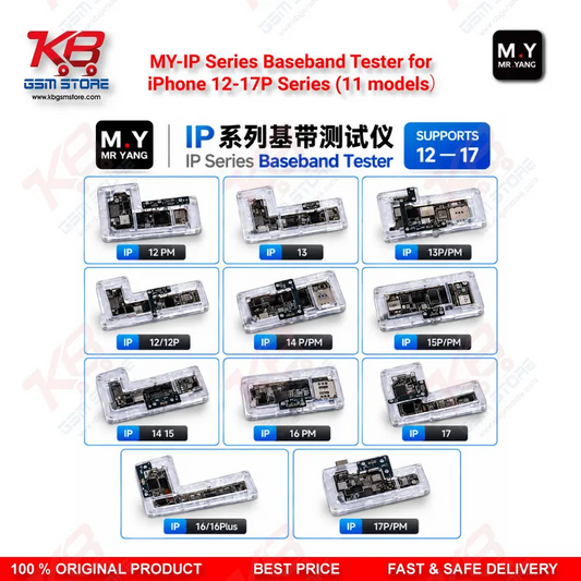M .Y-IP Series Baseband Tester for iPhone 12-17P Series (11 models） – 11-Socket iPhone Baseband Testing Set for No Service, No IMEI & SIM Not Detected Faults