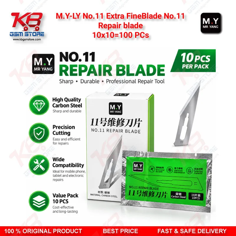 M.Y-LY No.11 Extra Fine Blade (10 Pcs) – Precision Scalpel Blades for Mobile Repair
