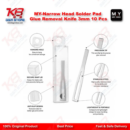 YCS M.Y Narrow Head Solder Pad Glue Removal Knife 3mm – 10 Pcs Set for CPU IC Repair