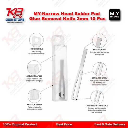YCS M.Y Narrow Head Solder Pad Glue Removal Knife 3mm – 10 Pcs Set for CPU IC Repair