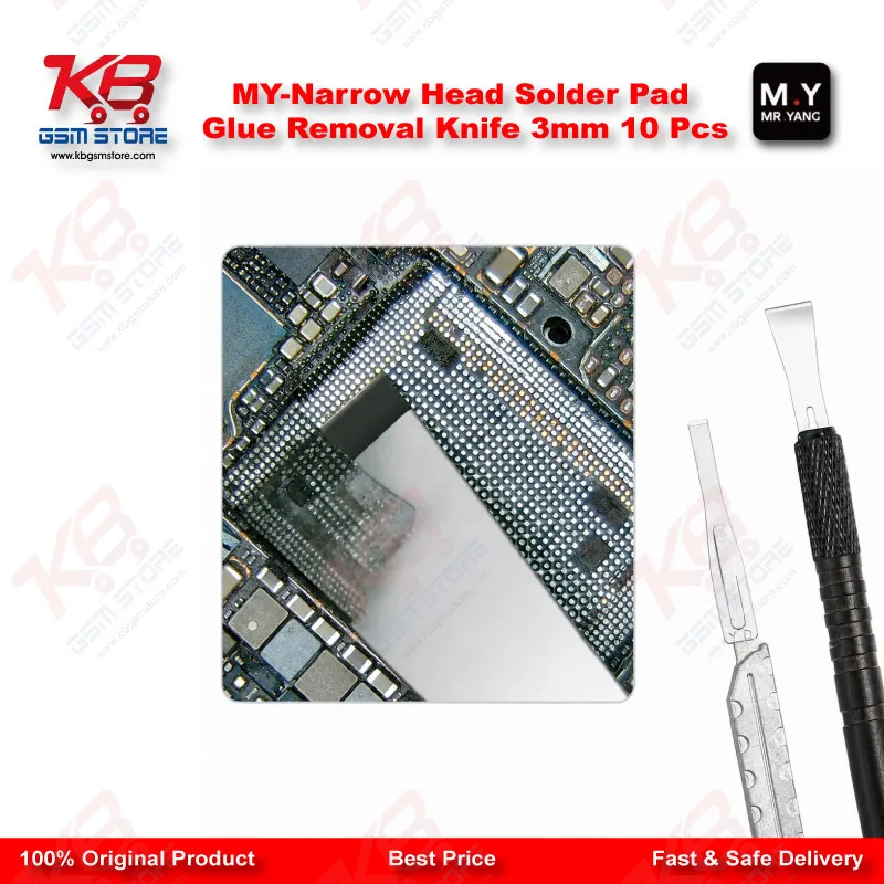 YCS M.Y Narrow Head Solder Pad Glue Removal Knife 3mm – 10 Pcs Set for CPU IC Repair