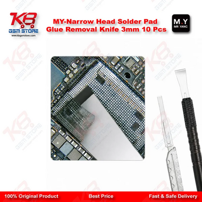 YCS M.Y Narrow Head Solder Pad Glue Removal Knife 3mm – 10 Pcs Set for CPU IC Repair