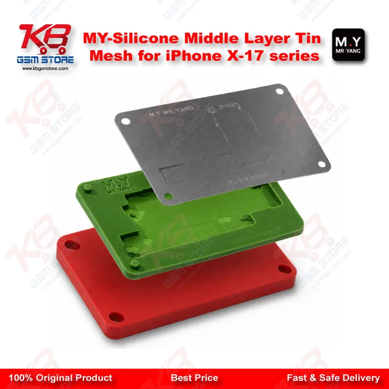 Silicone Middle Layer Tin Mesh Reballing Stencil for iPhone X to 17 Series