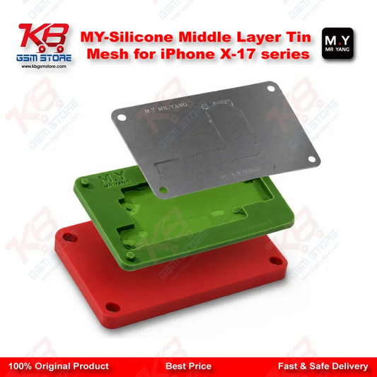M.Y-Silicone Middle Layer Tin Mesh Reballing Stencil for iPhone X to 17 Series