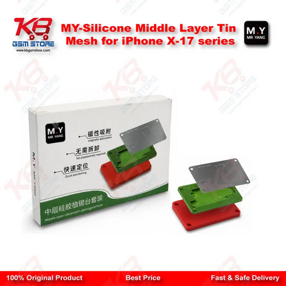 Silicone Middle Layer Tin Mesh Reballing Stencil for iPhone X to 17 Series