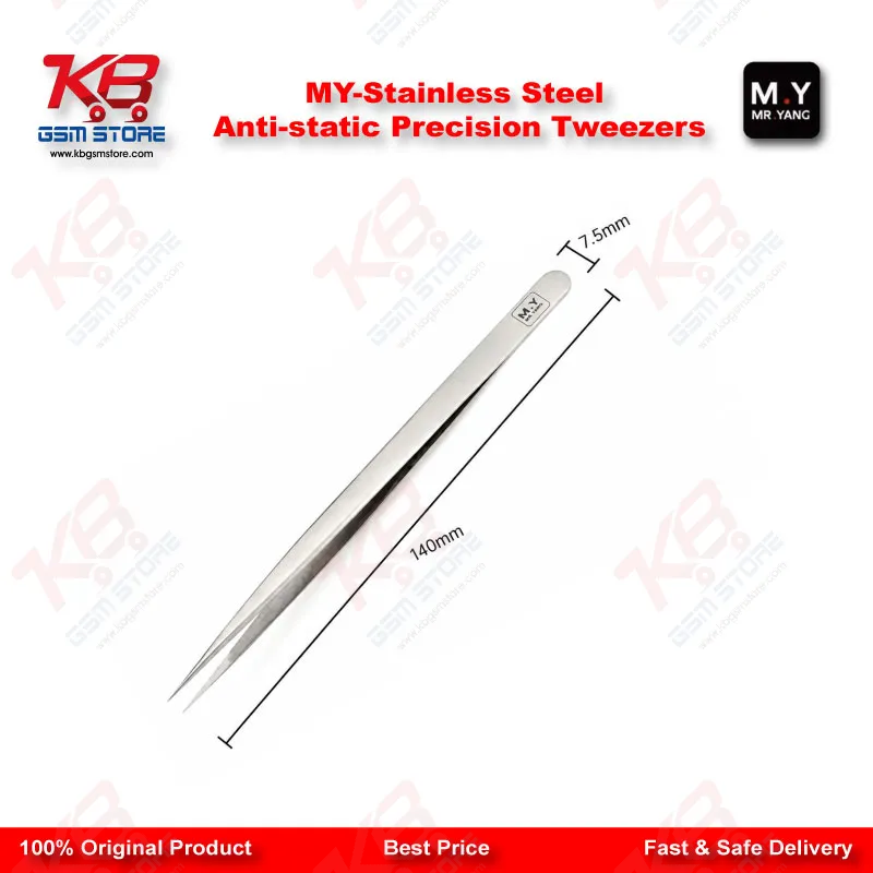 Stainless Steel Anti-Static Precision Tweezers – ESD Safe Repair Tool for Mobile IC & PCB Work