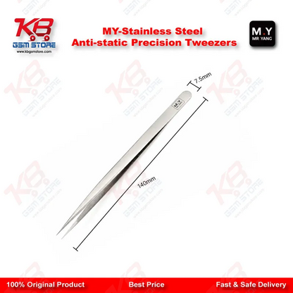 Stainless Steel Anti-Static Precision Tweezers – ESD Safe Repair Tool for Mobile IC & PCB Work
