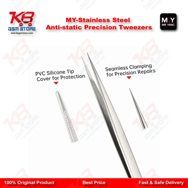 Stainless Steel Anti-Static Precision Tweezers – ESD Safe Repair Tool for Mobile IC & PCB Work