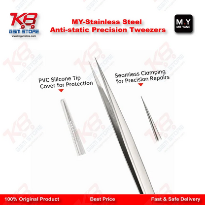 Stainless Steel Anti-Static Precision Tweezers – ESD Safe Repair Tool for Mobile IC & PCB Work