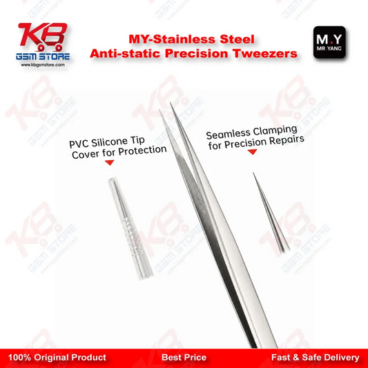Stainless Steel Anti-Static Precision Tweezers – ESD Safe Repair Tool for Mobile IC & PCB Work