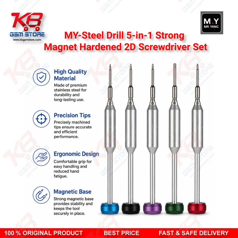 MY-Steel Drill 5-in-1 Magnetic Hardened Screwdriver Set – Repair Bench Tool for Technicians