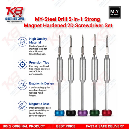 MY-Steel Drill 5-in-1 Magnetic Hardened Screwdriver Set – Repair Bench Tool for Technicians