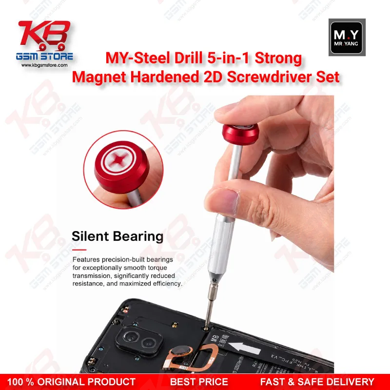 MY-Steel Drill 5-in-1 Magnetic Hardened Screwdriver Set – Repair Bench Tool for Technicians