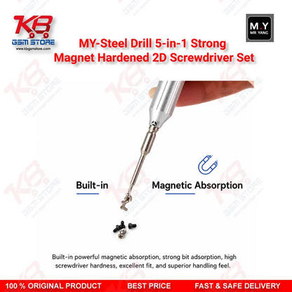 MY-Steel Drill 5-in-1 Magnetic Hardened Screwdriver Set – Repair Bench Tool for Technicians