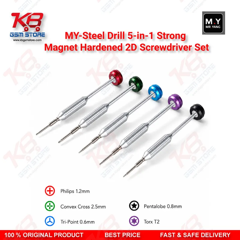 MY-Steel Drill 5-in-1 Magnetic Hardened Screwdriver Set – Repair Bench Tool for Technicians