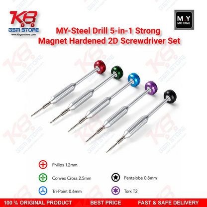 MY-Steel Drill 5-in-1 Magnetic Hardened Screwdriver Set – Repair Bench Tool for Technicians