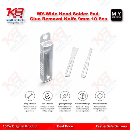 M.Y Wide Head Solder Pad Glue Removal Knife 9mm – 10 Pcs Set for CPU/IC Repair