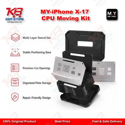 MR.YANG M.Y CPU Moving Kit for iPhone X-17 Series – A11 to A19 Pro Reballing Stencil Set