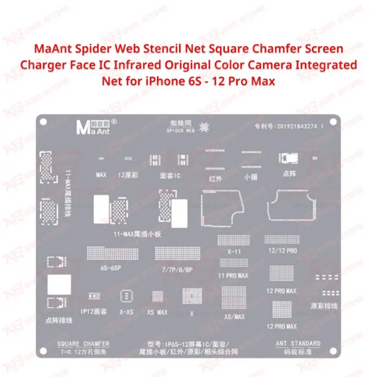 MaAnt Spider Web Stencil Net Square Chamfer Screen Charger Face IC Infrared Original Color Camera Integrated Net for iPhone 6S – 12 Pro Max