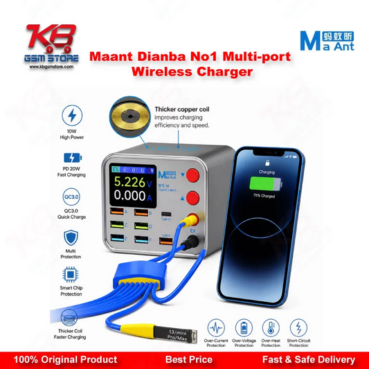 Maant Dianba No.1 Multi-port Wireless Charger – 8-Port PD QC3.0 Fast Charging Station with Short Circuit Repair