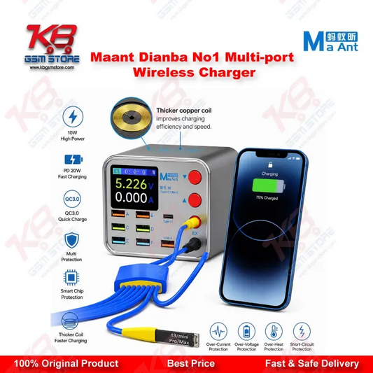 Maant Dianba No.1 Multi-port Wireless Charger – 8-Port PD QC3.0 Fast Charging Station with Short Circuit Repair