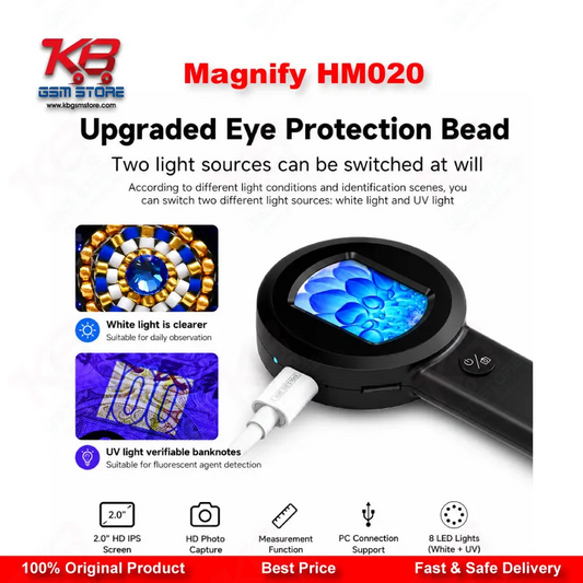 Magnify HM020 Handheld Digital Microscope 100X Magnification 2-Inch IPS Screen with LED Light